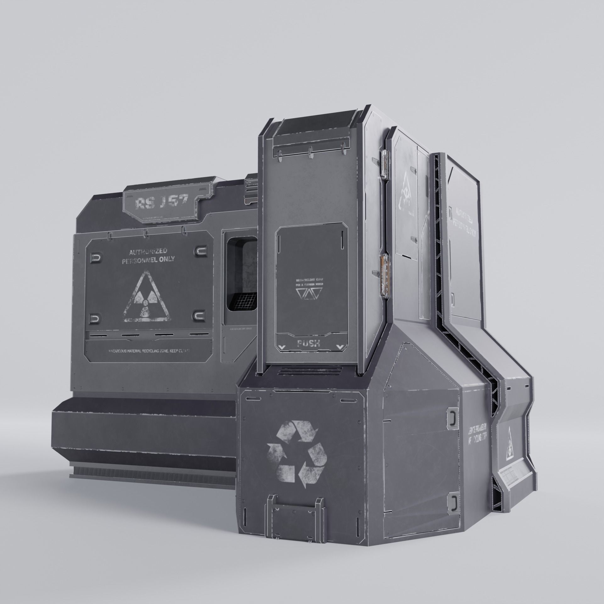 Cyberpunk City Assets - 02 The Recycling Station Low-poly 3D model_2