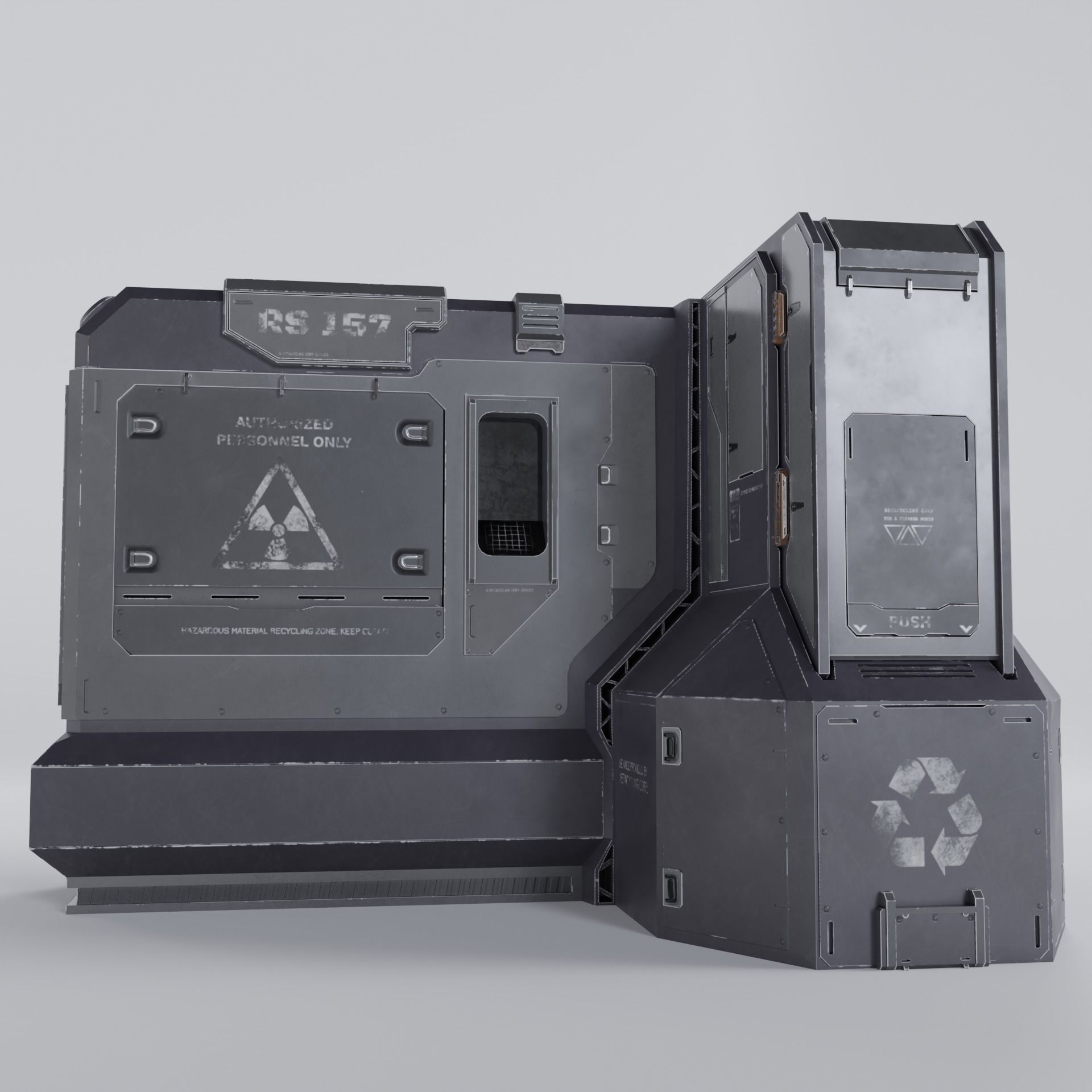 Cyberpunk City Assets - 02 The Recycling Station Low-poly 3D model_4