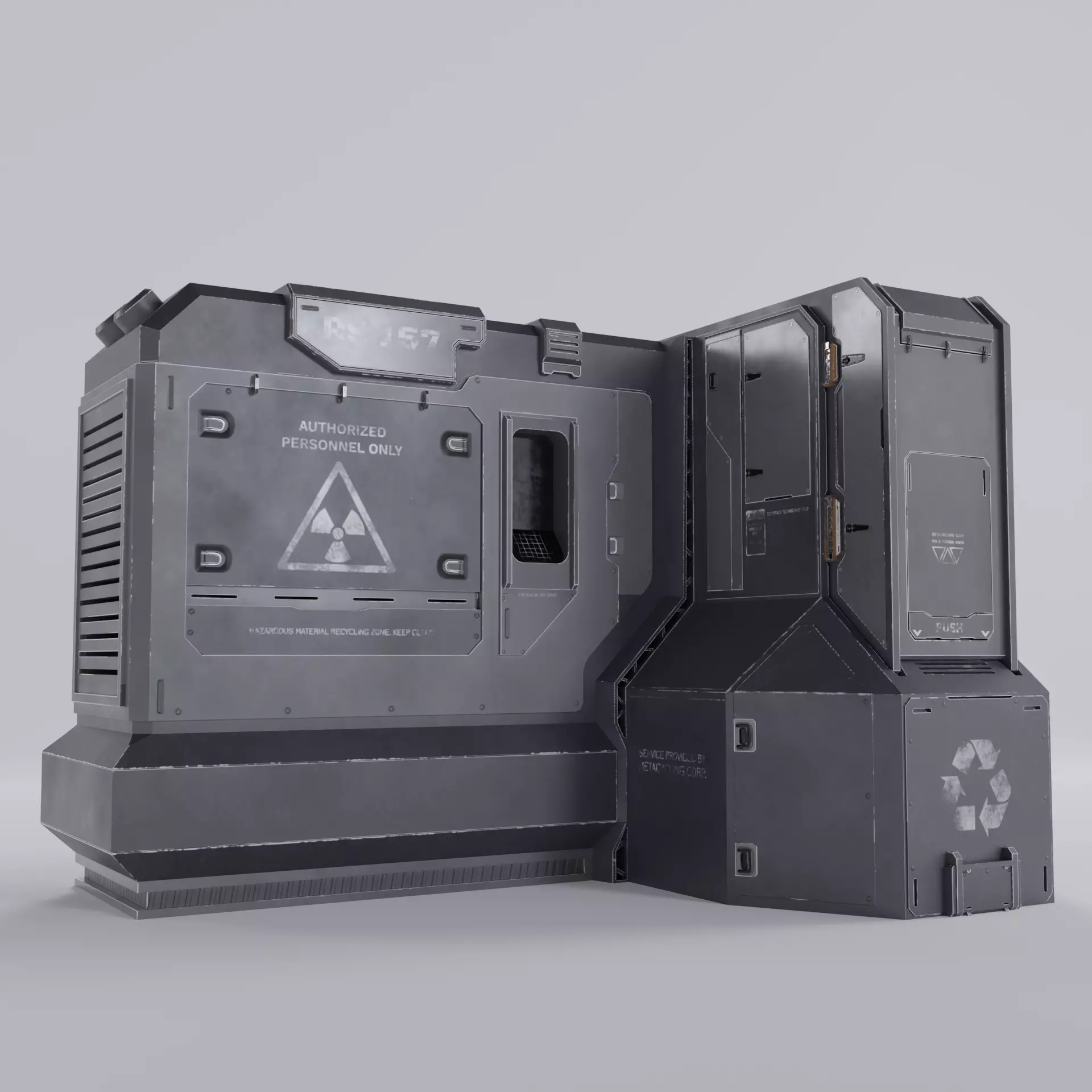 Cyberpunk City Assets - 02 The Recycling Station Low-poly 3D model_0