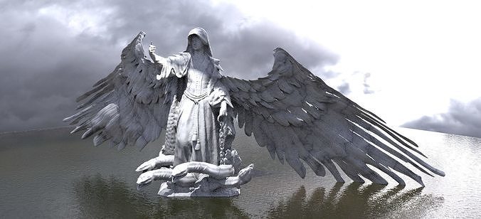Nephilim Angel statue with serpants 3D model