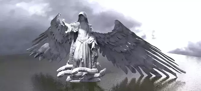Nephilim Angel statue with serpants 3D model