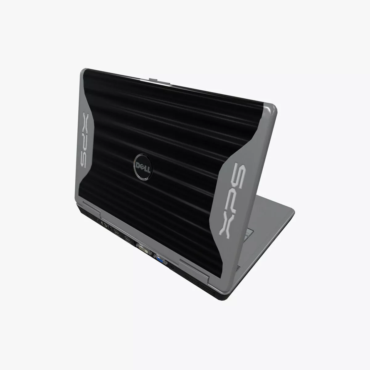 Laptop Dell XPS M1710 Black Low-poly 3D model