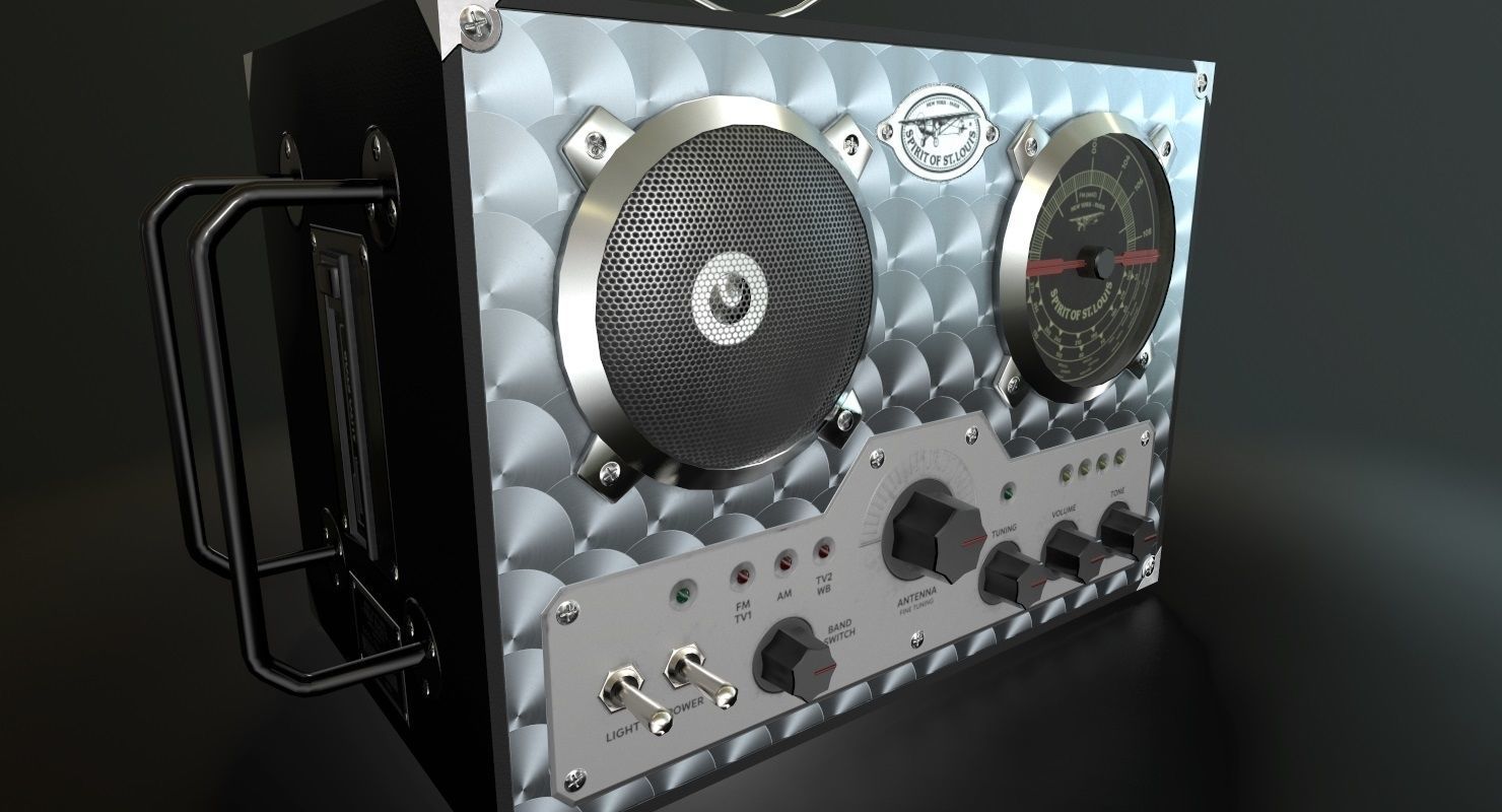 Field Radio Spirit Of St Louis Black Low Poly Low-poly 3D model_2