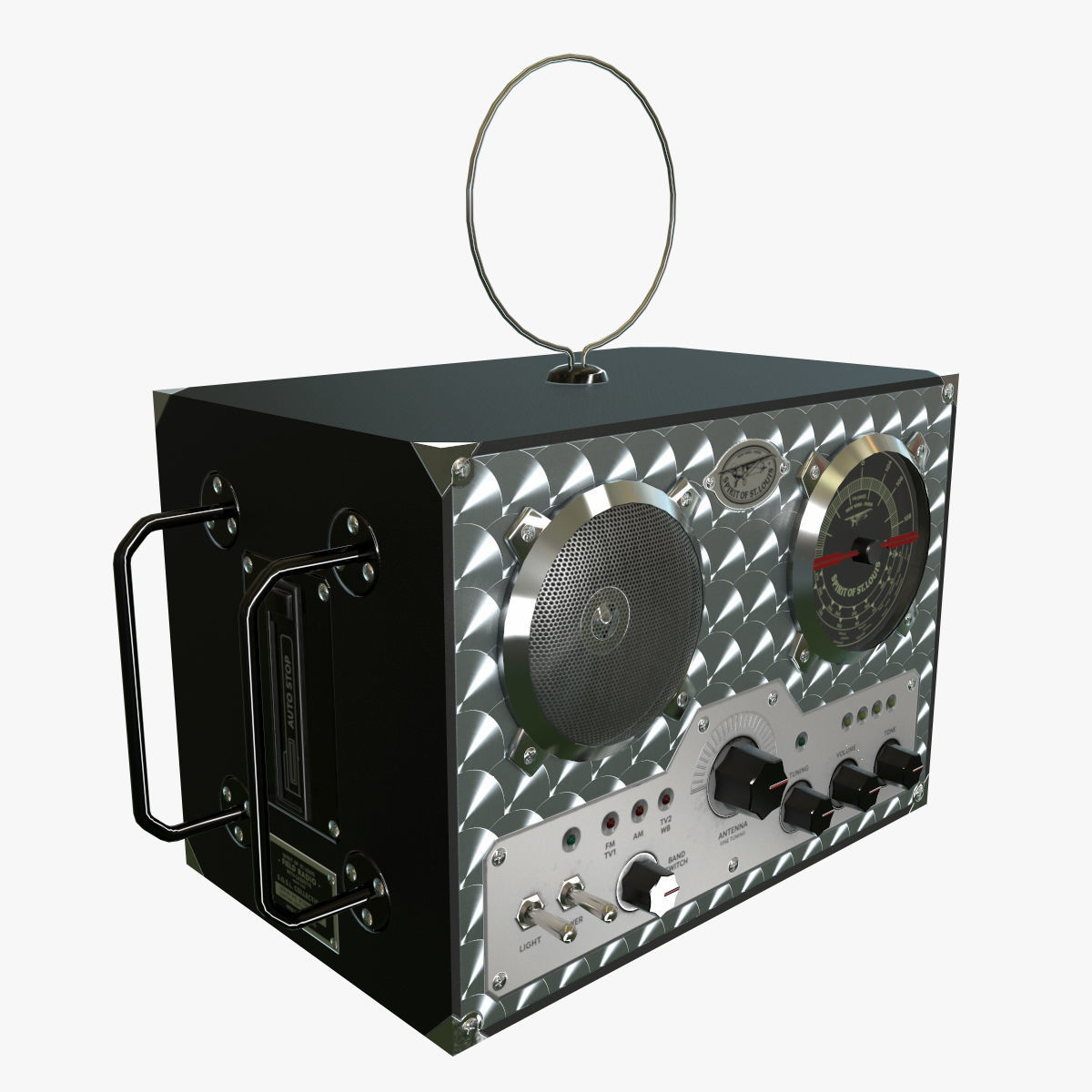 Field Radio Spirit Of St Louis Black Low Poly Low-poly 3D model_0