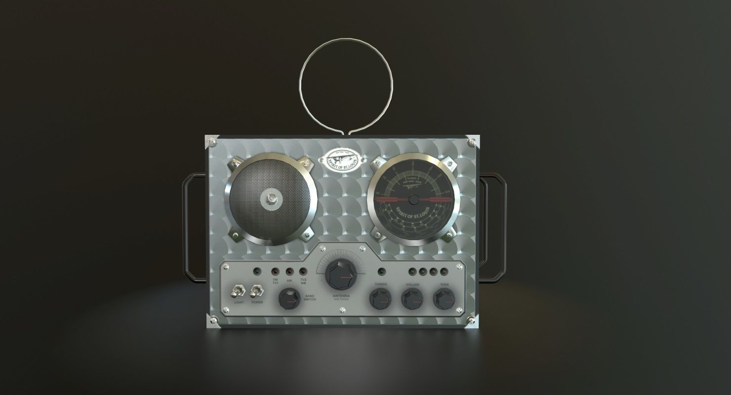 Field Radio Spirit Of St Louis Black Low Poly Low-poly 3D model_17
