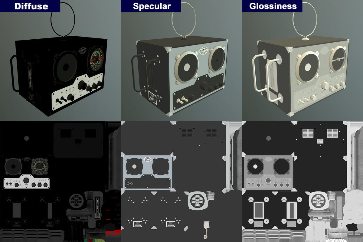 Field Radio Spirit Of St Louis Black Low Poly Low-poly 3D model_28