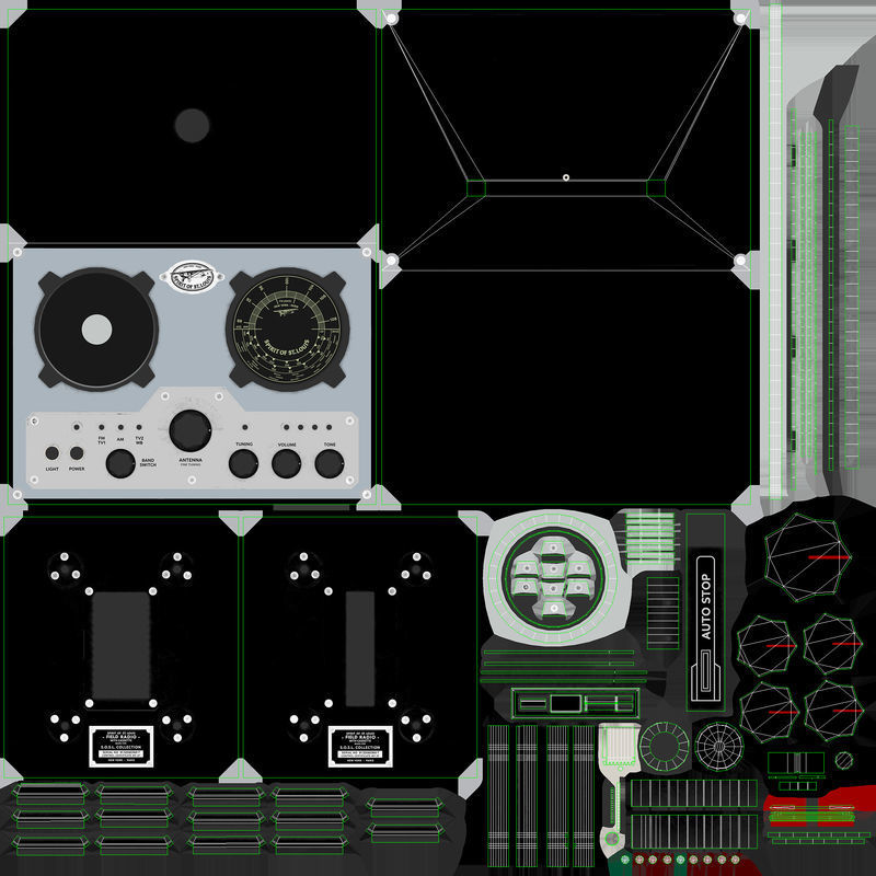 Field Radio Spirit Of St Louis Black Low Poly Low-poly 3D model_27