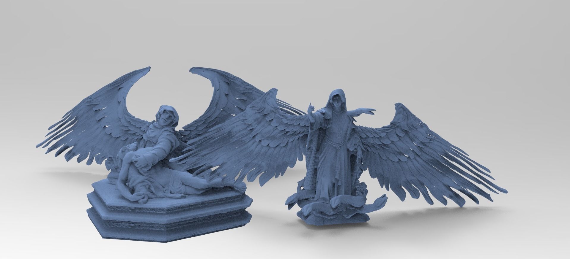 2 statues Angel themed 3D model_1