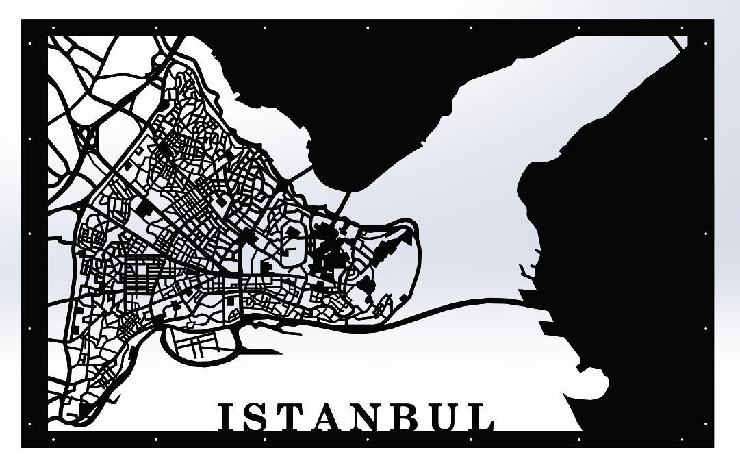 City Map of Istanbul Laser Cutting Sheet 3D model_1