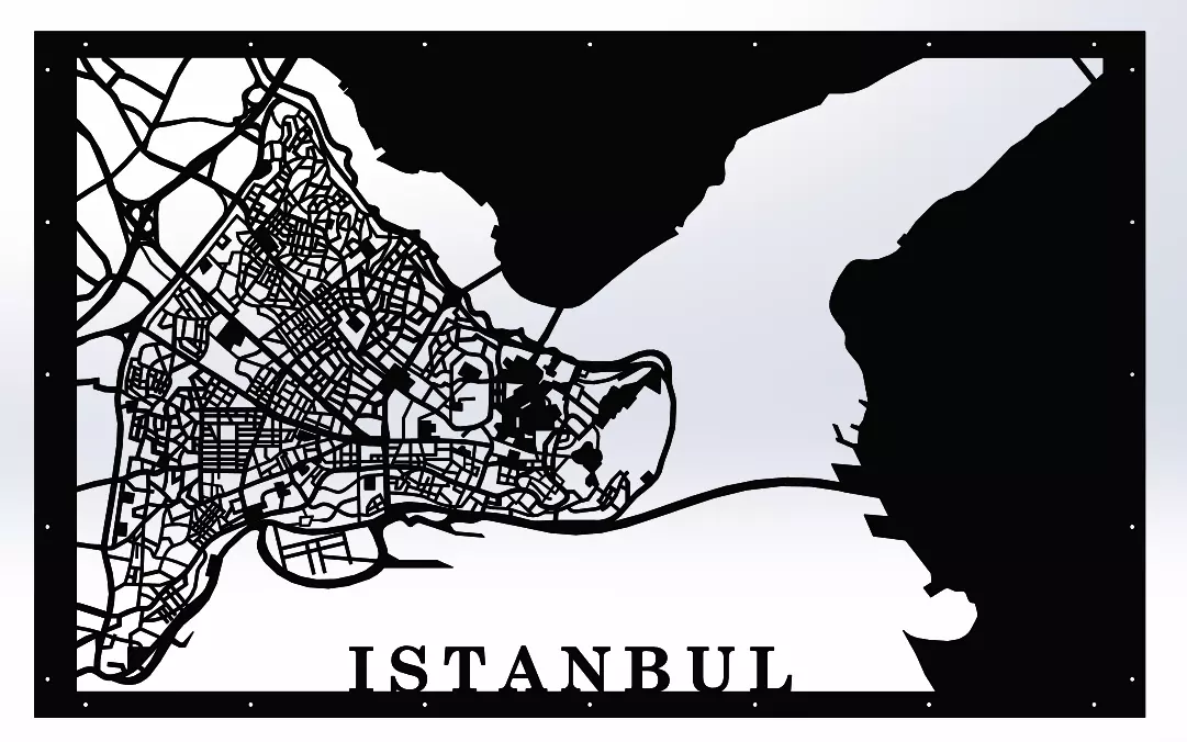 City Map of Istanbul Laser Cutting Sheet 3D model_0