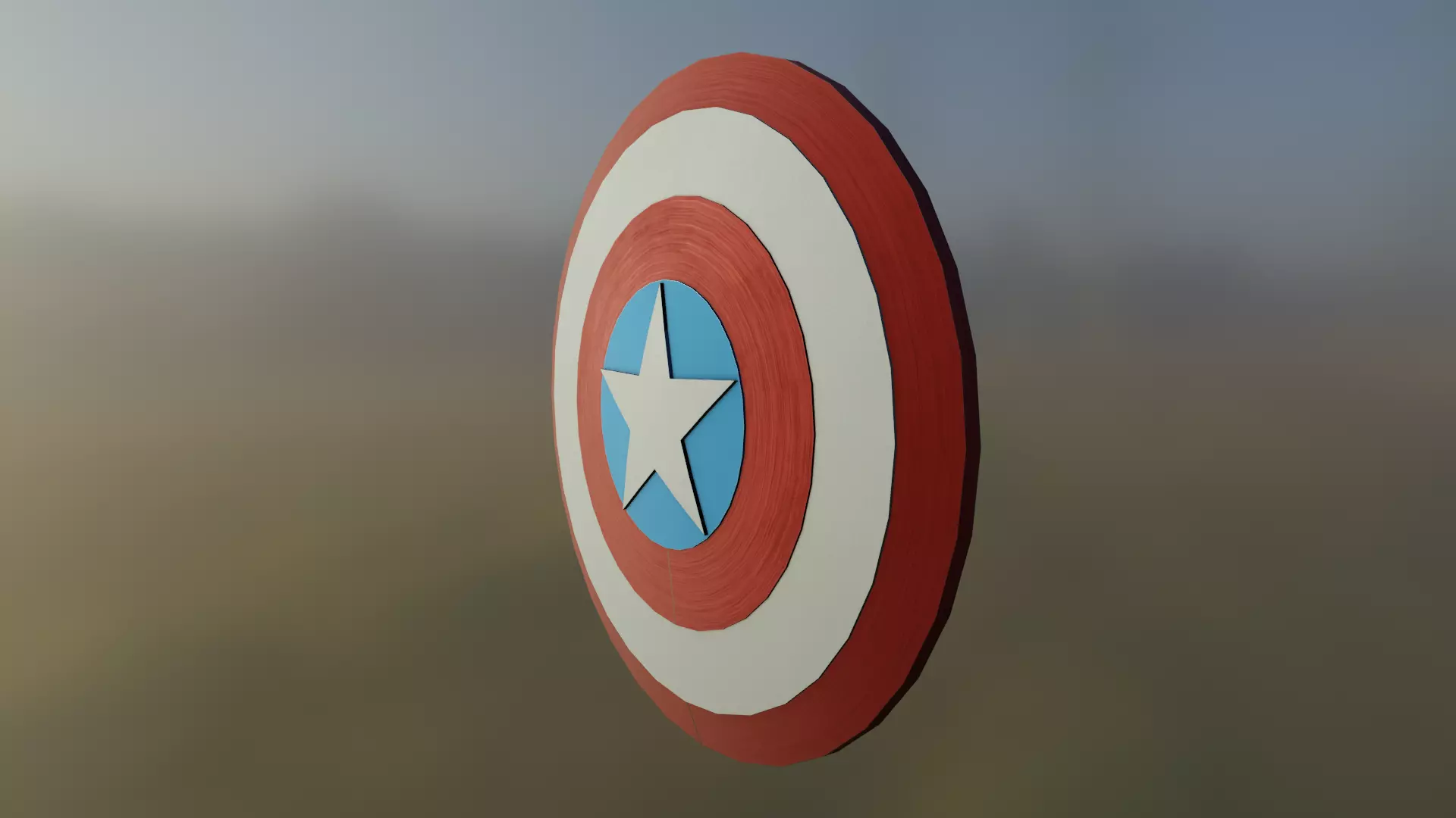 Captain America Shield Low-poly 3D model_0