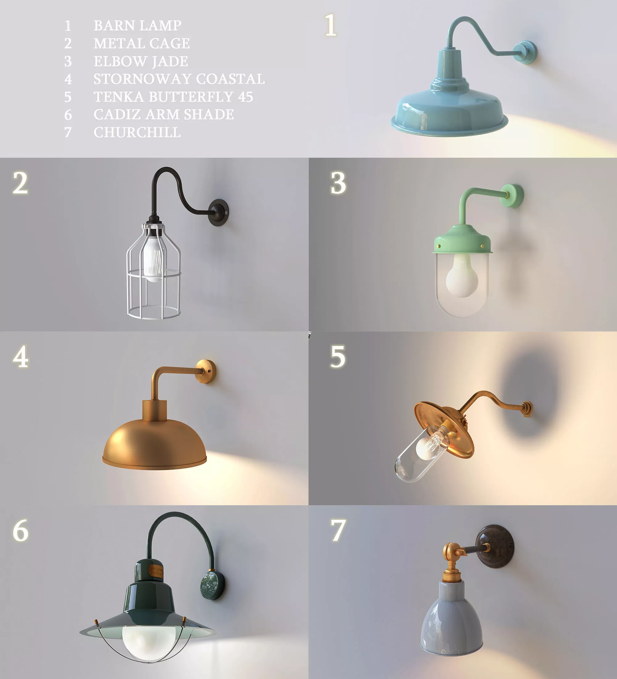 Exterior Wall Sconce Light Set 3D model