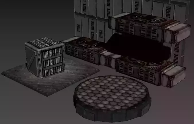 Sci-fi Blocks- Low Poly - Game Ready Low-poly 3D model