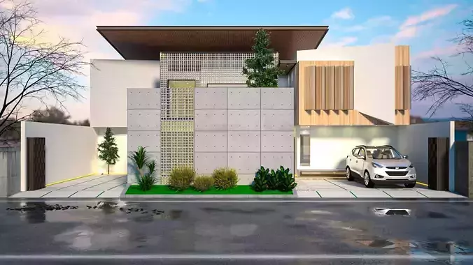 Modern House Exterior and Interior 3D model