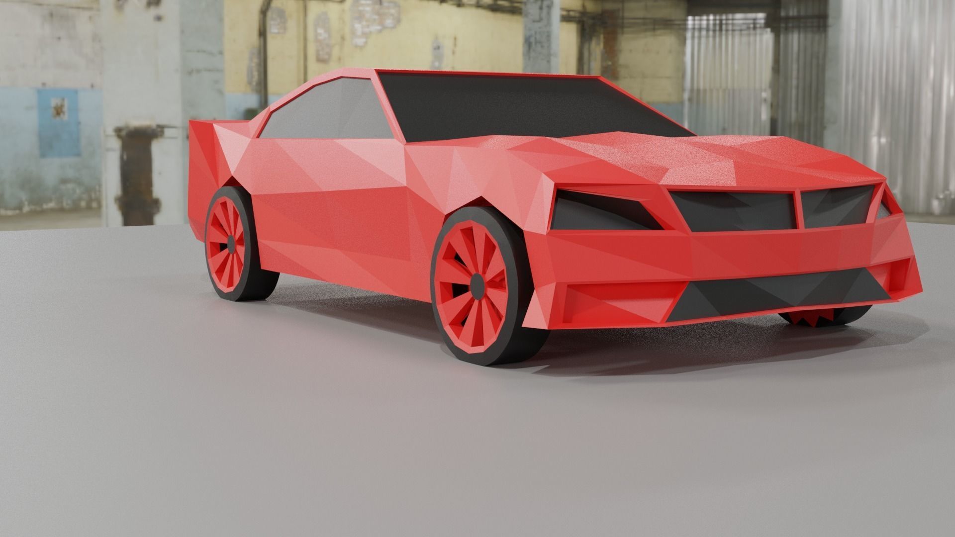 Lowpoly  red car model Free low-poly 3D model_1