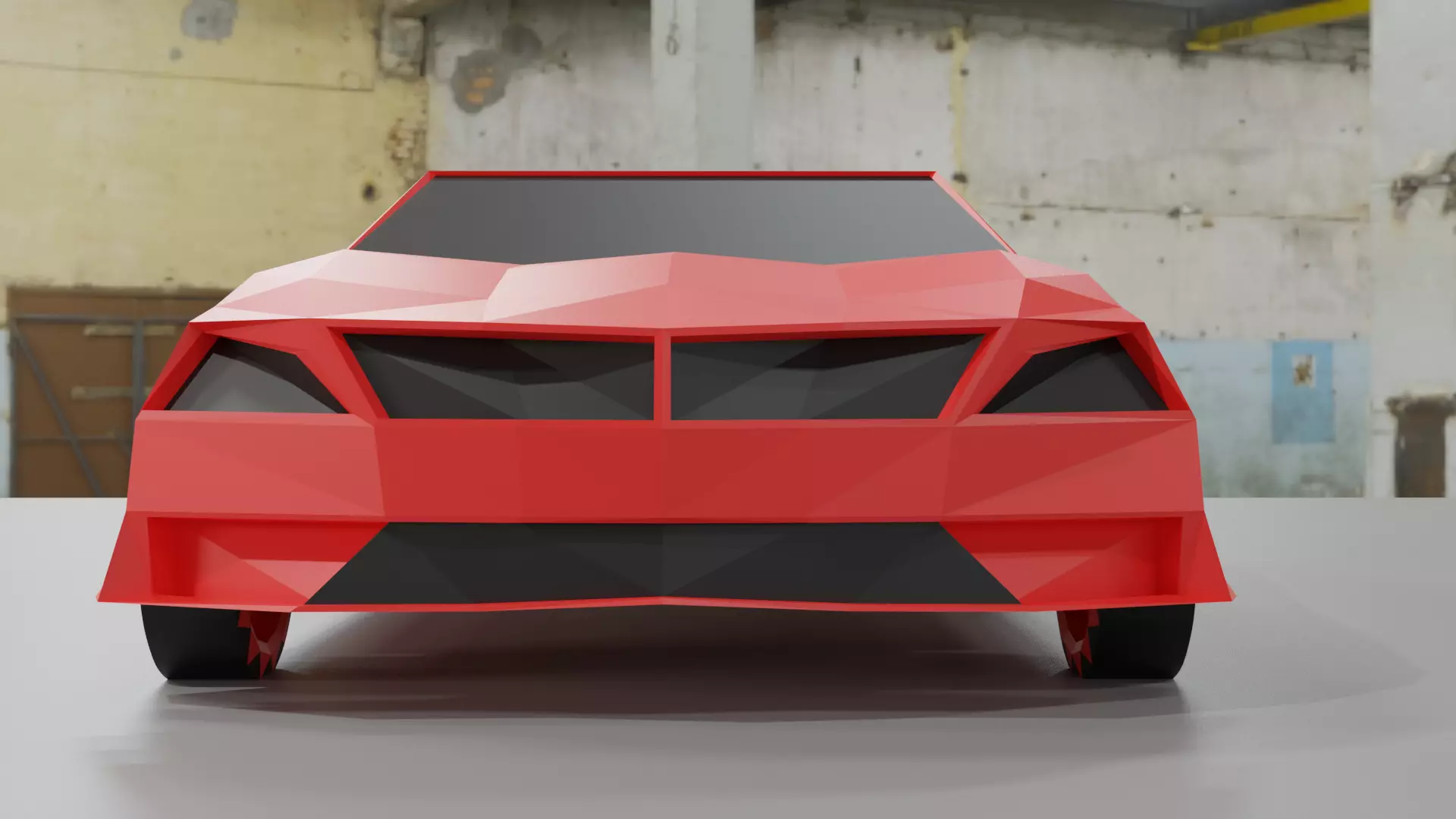 Lowpoly  red car model Free low-poly 3D model_0