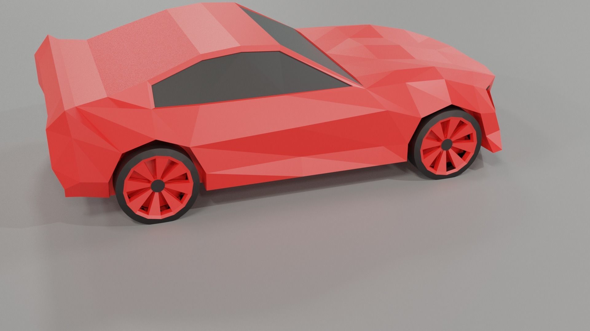 Lowpoly  red car model Free low-poly 3D model_2