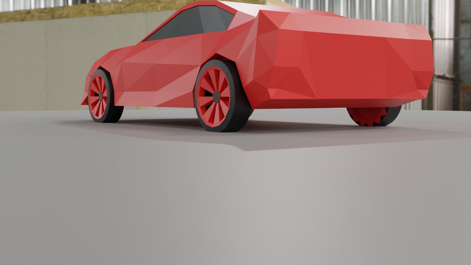 Lowpoly  red car model Free low-poly 3D model_3