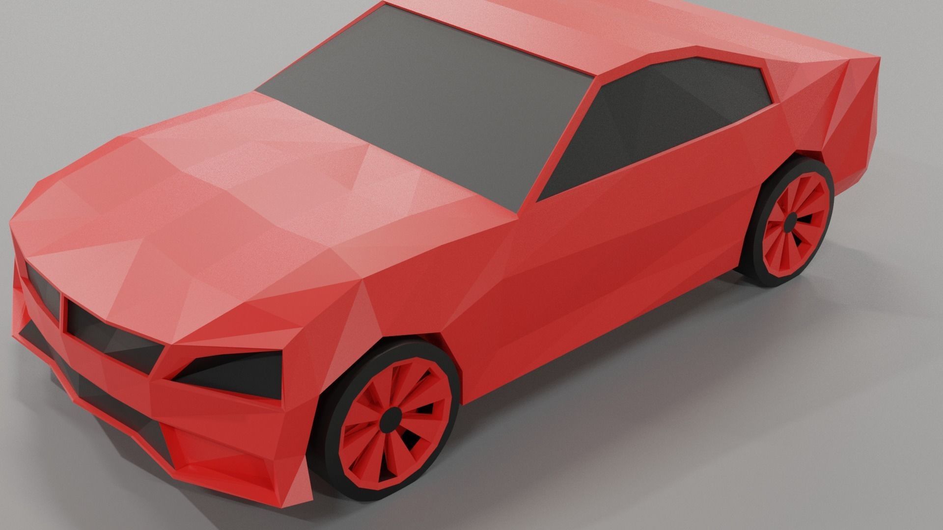 Lowpoly  red car model Free low-poly 3D model_5