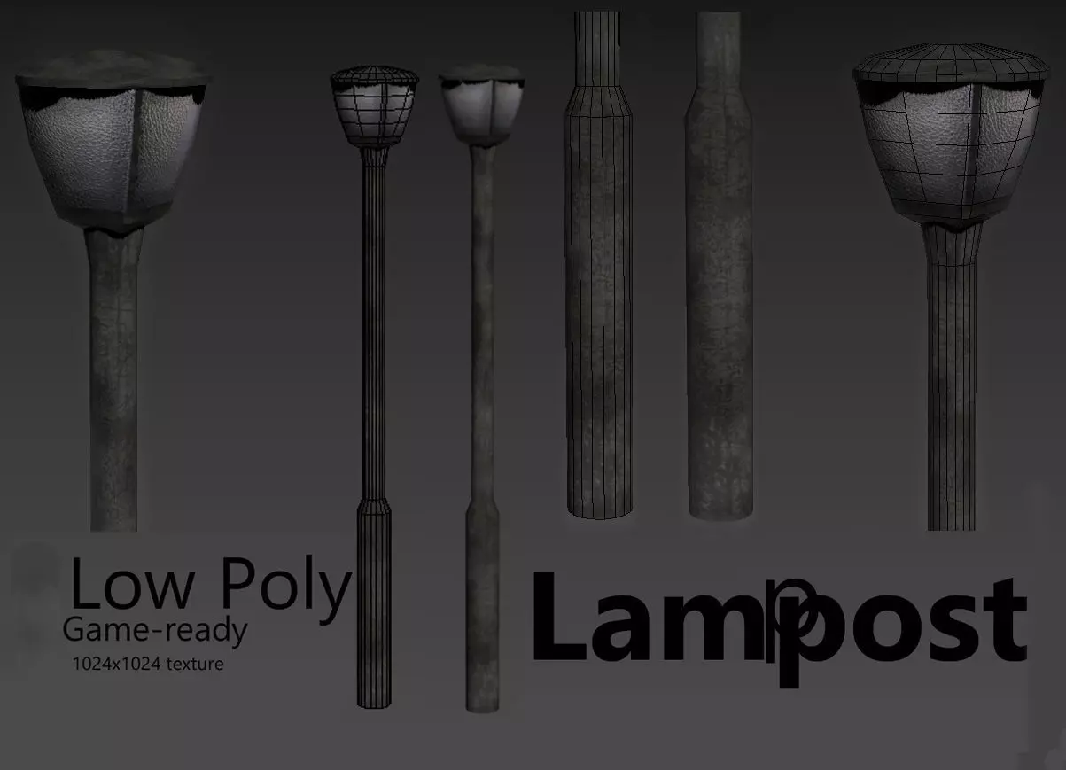Lamppost - Game Ready Low-poly 3D model_0