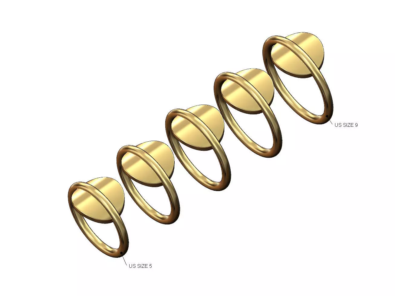 Simple wire coin ring US sizes 5to9 3D print model_0