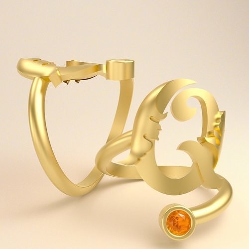 Ring Letter Q 3D print model
