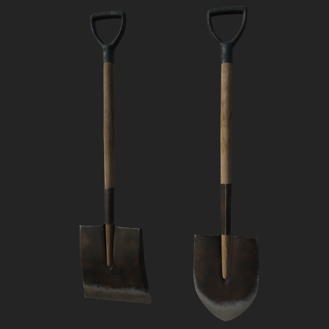 common  2 shovels with   textures  for unity unreal pbr  3D model_1