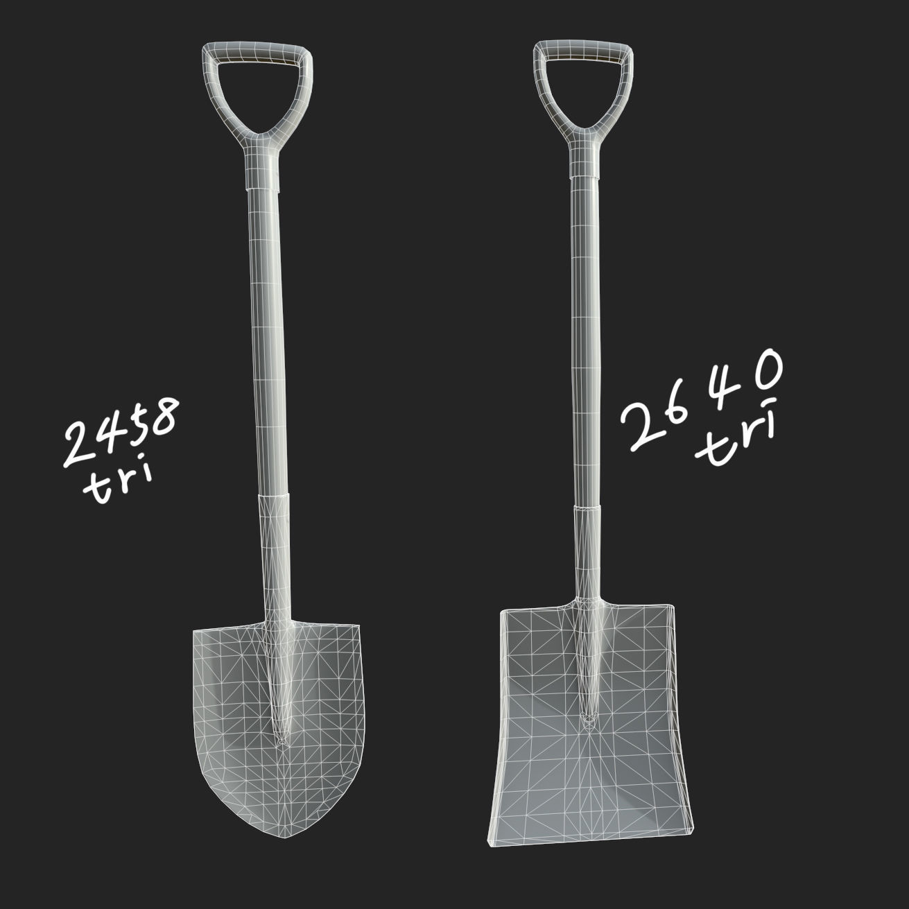 common  2 shovels with   textures  for unity unreal pbr  3D model_4