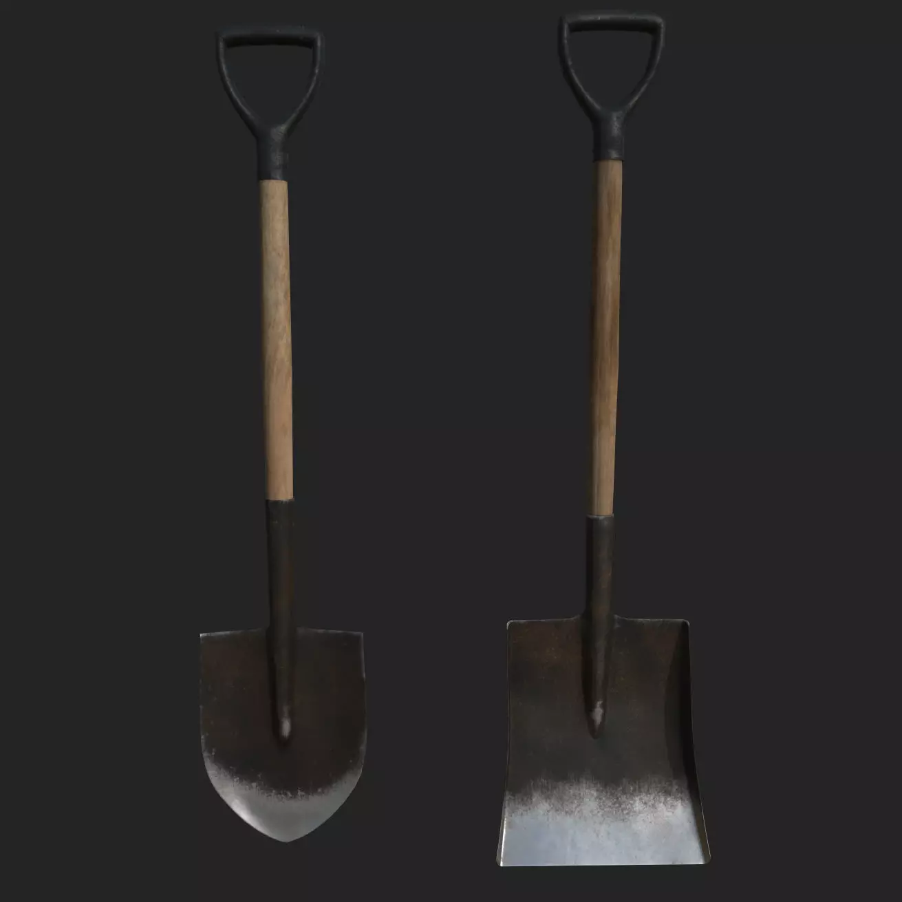common  2 shovels with   textures  for unity unreal pbr  3D model_0