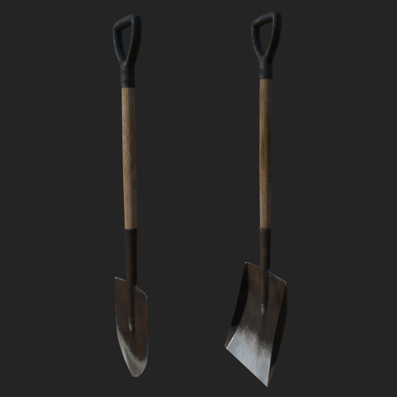 common  2 shovels with   textures  for unity unreal pbr  3D model_2