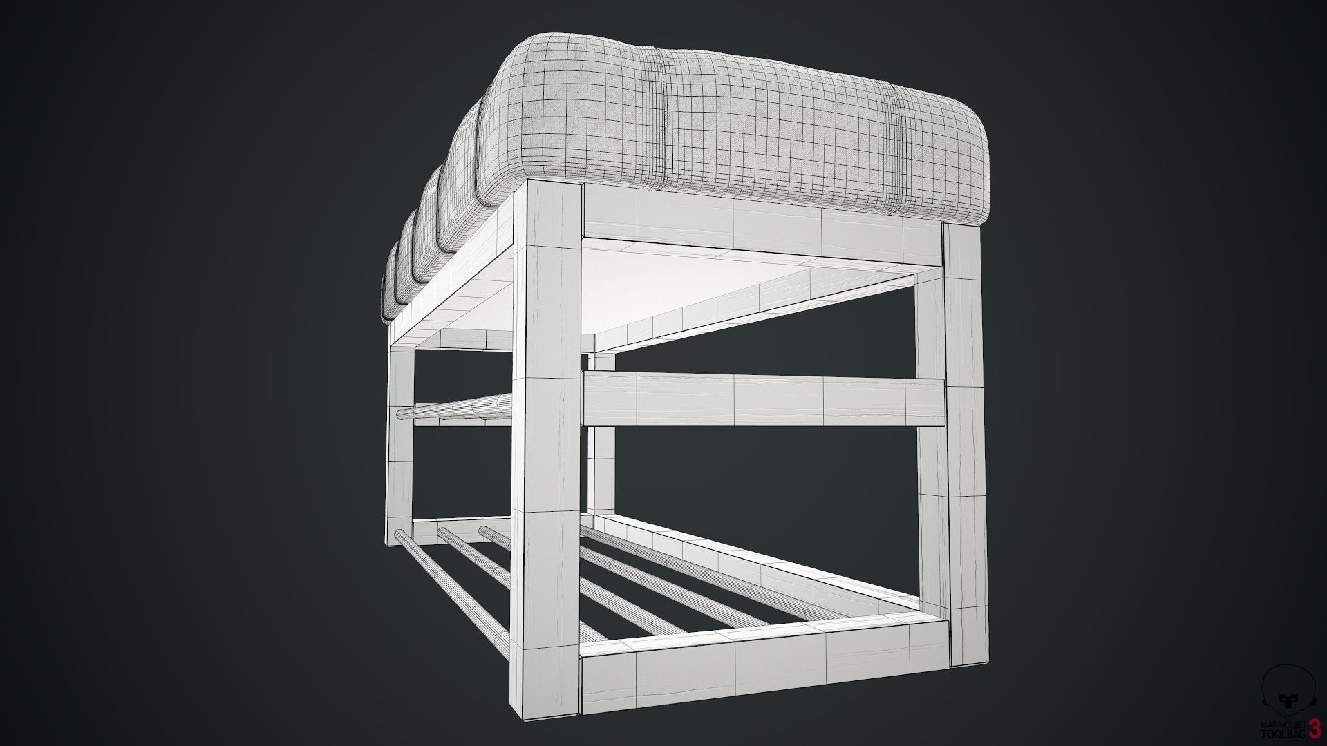 Banquette PBR shoe bench 3D model_17