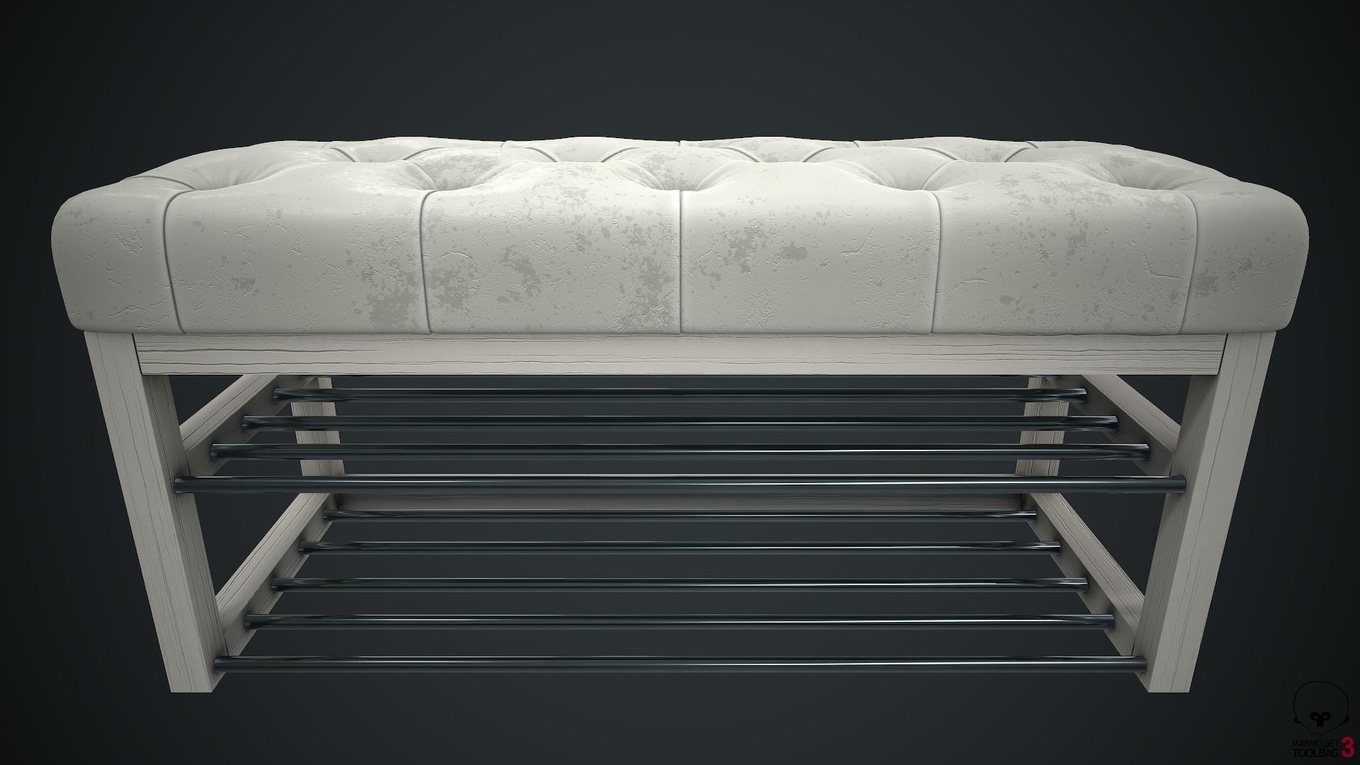 Banquette PBR shoe bench 3D model_10