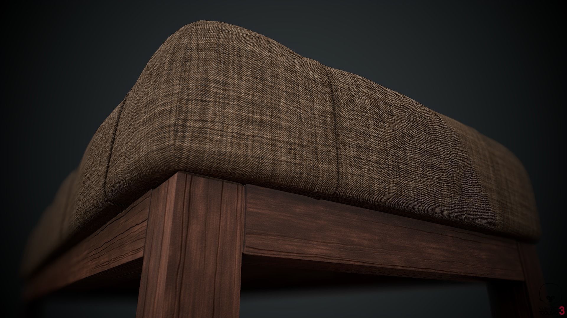 Banquette PBR shoe bench 3D model_13