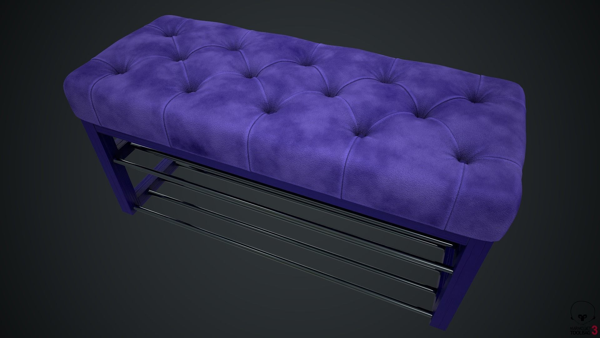 Banquette PBR shoe bench 3D model_3