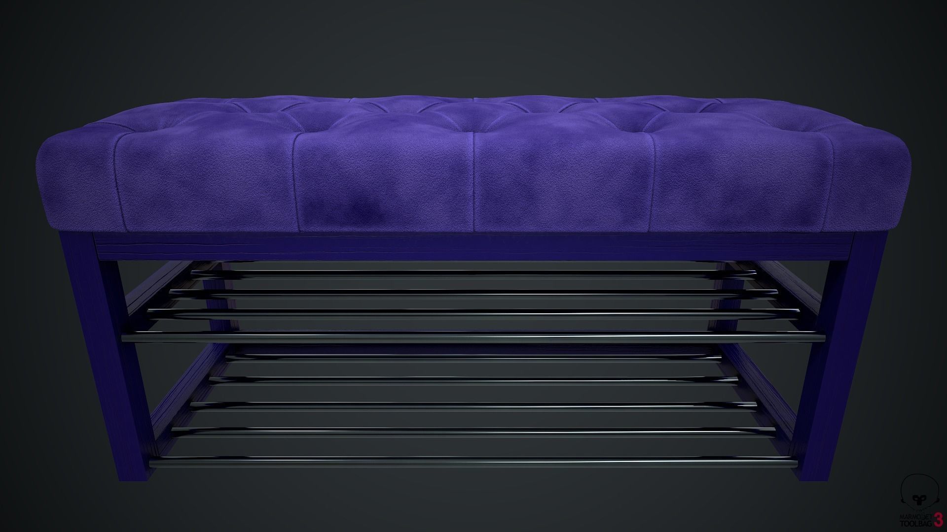 Banquette PBR shoe bench 3D model_11