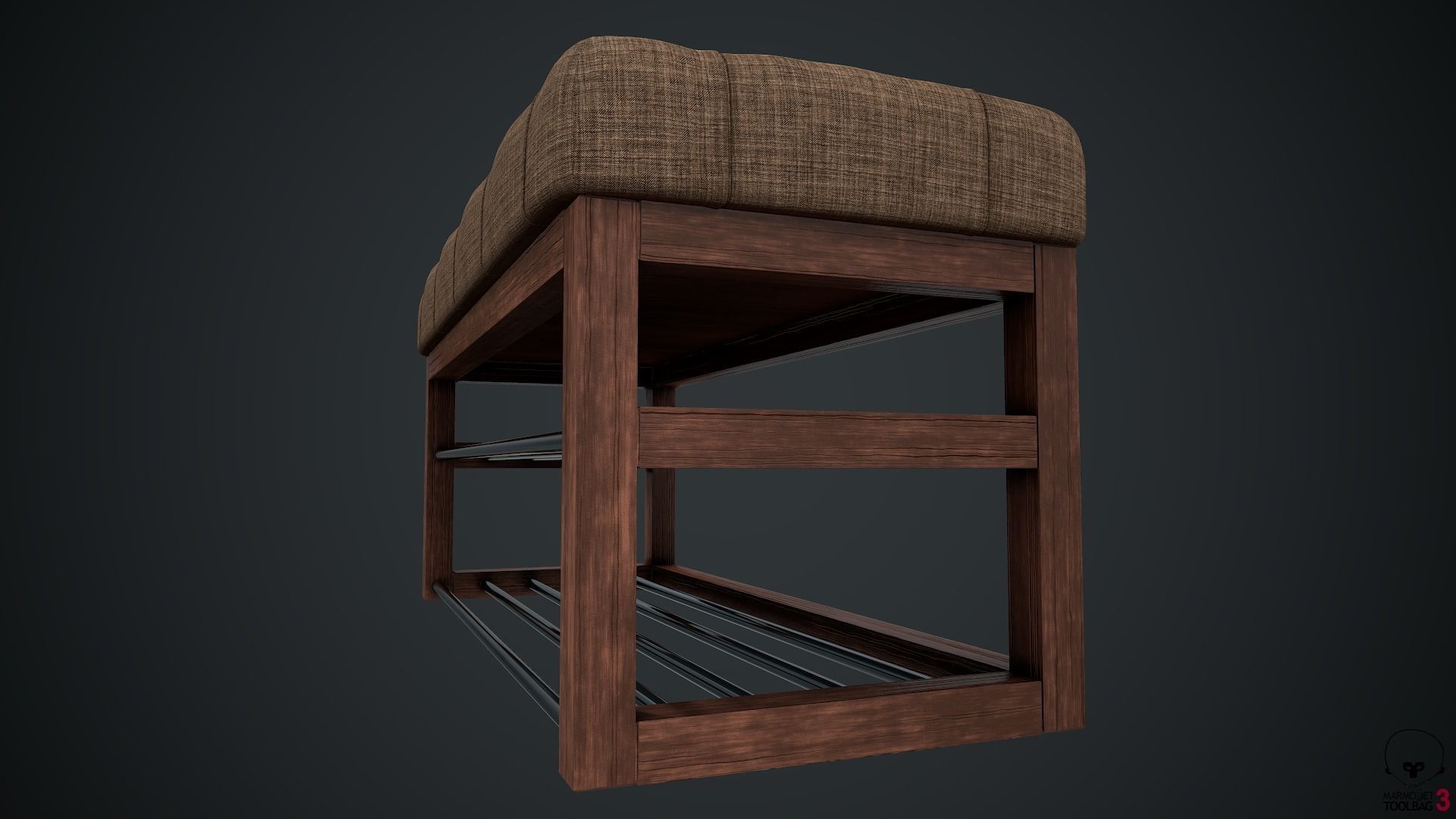 Banquette PBR shoe bench 3D model_12