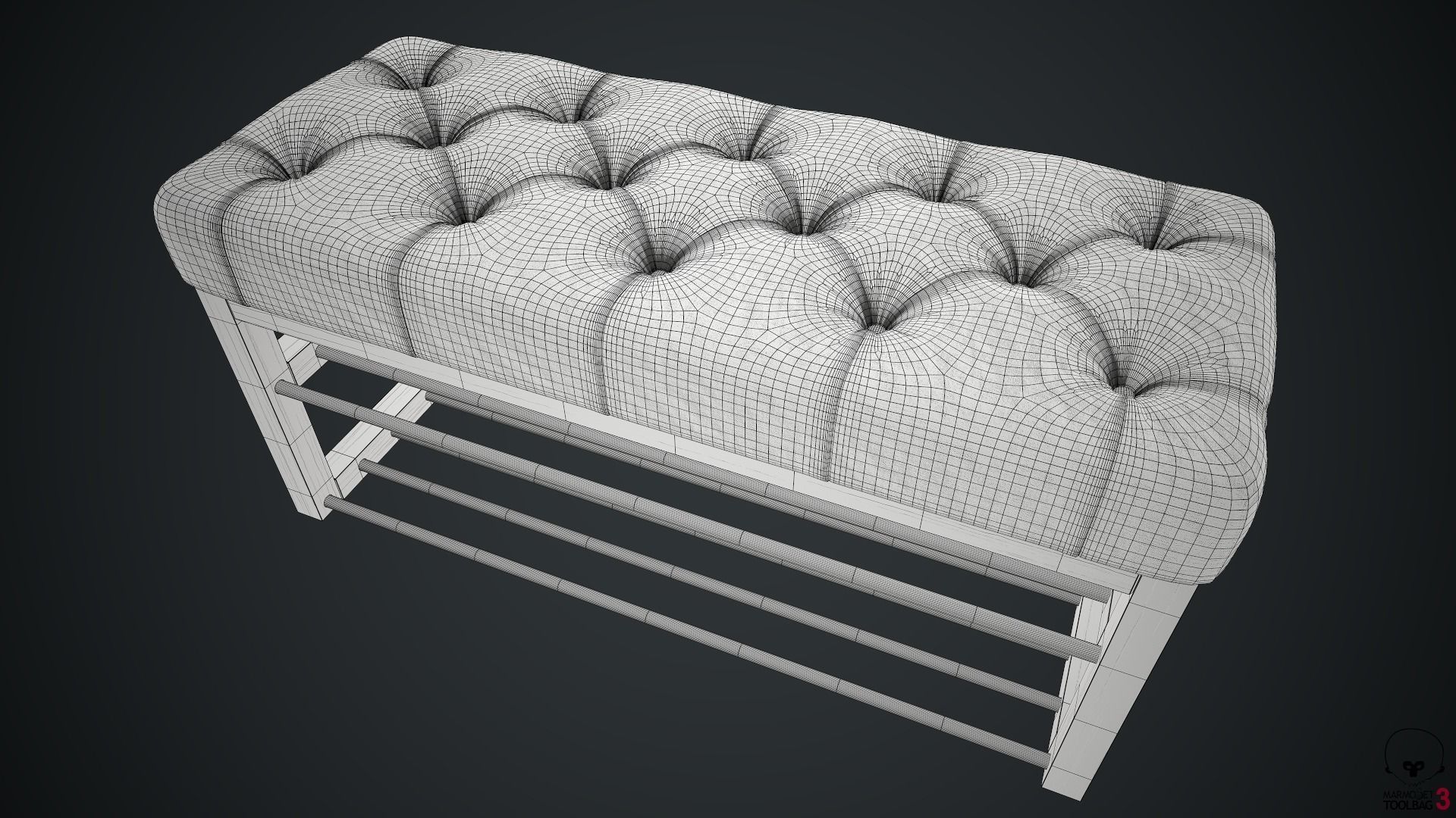 Banquette PBR shoe bench 3D model_14
