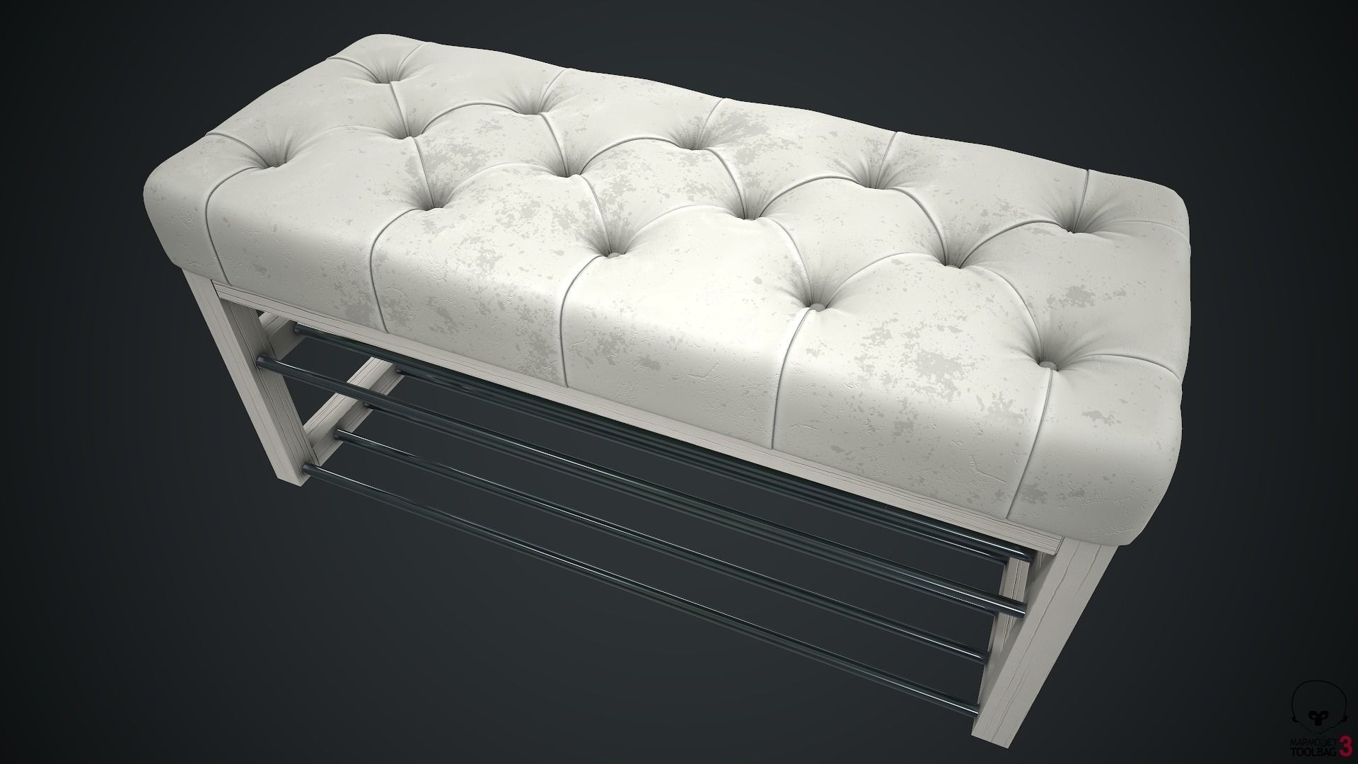 Banquette PBR shoe bench 3D model_2