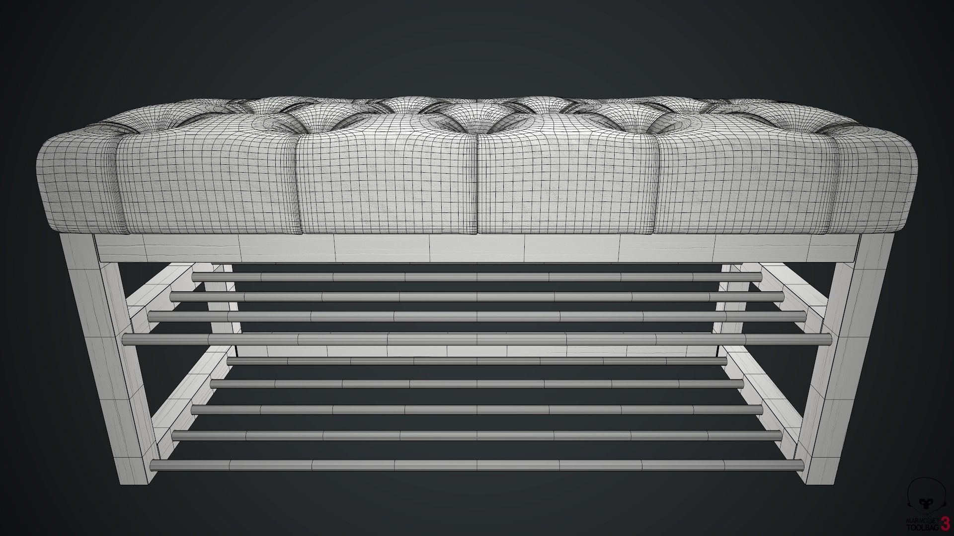 Banquette PBR shoe bench 3D model_16