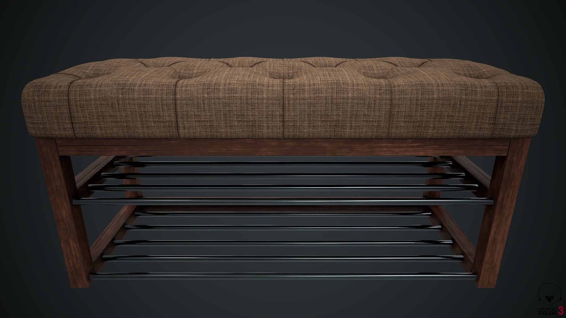Banquette PBR shoe bench 3D model_8