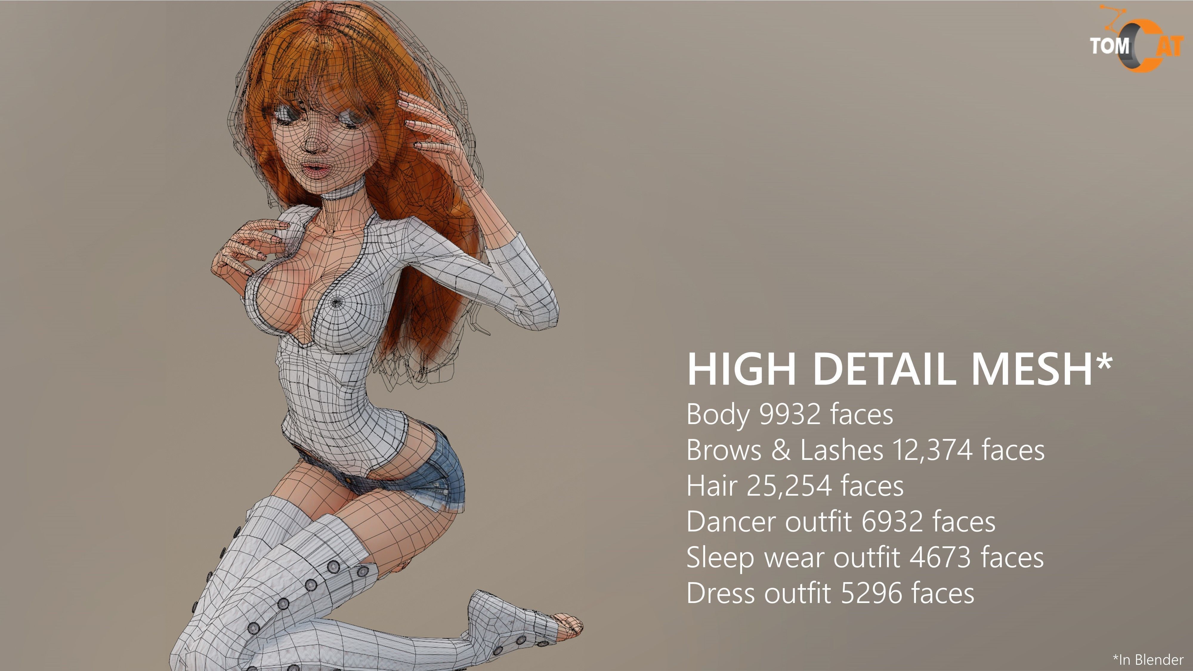 Imogen Rigged Female Dancer for Blender and Unity Low-poly 3D model_14