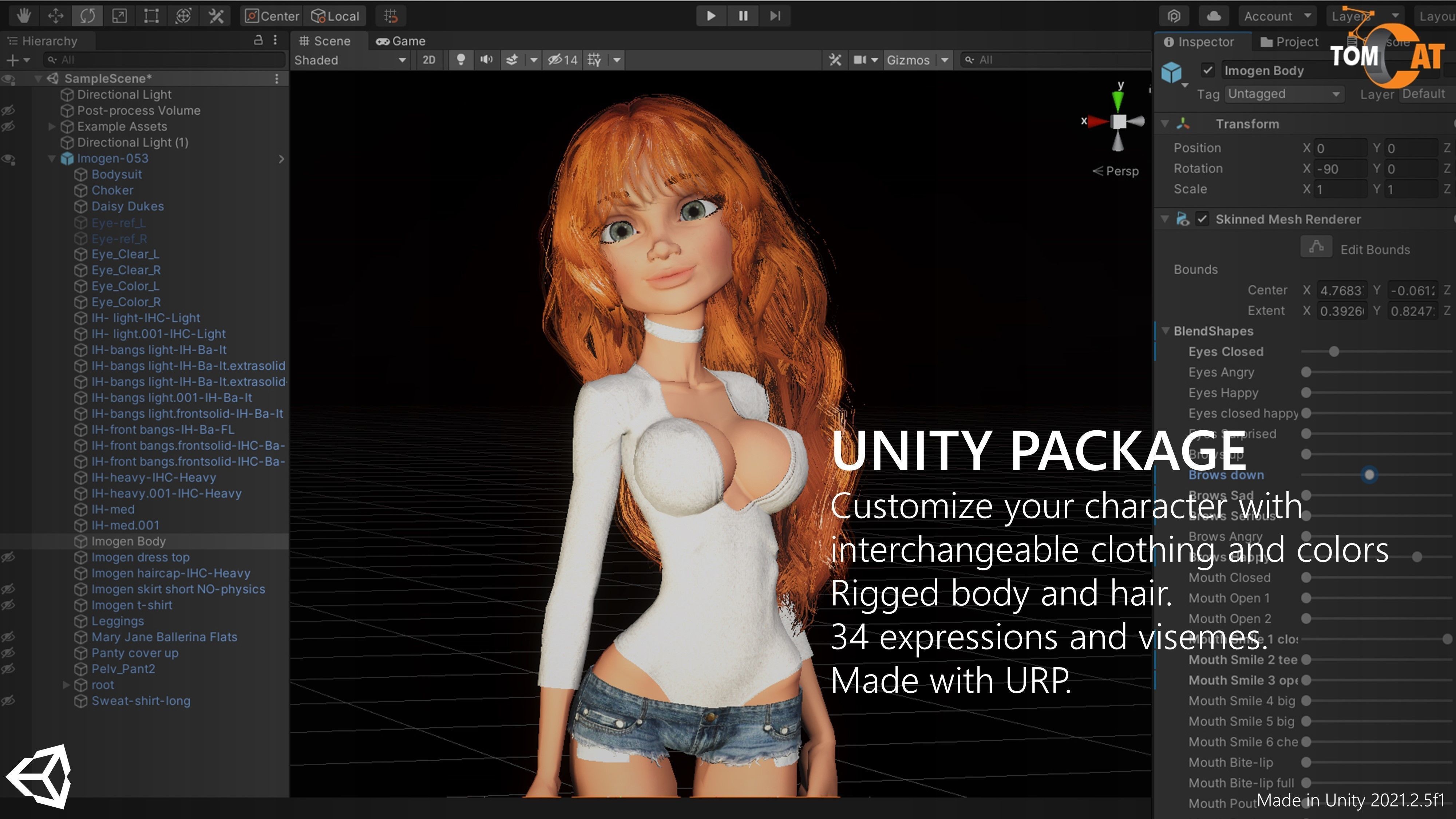Imogen Rigged Female Dancer for Blender and Unity Low-poly 3D model_16