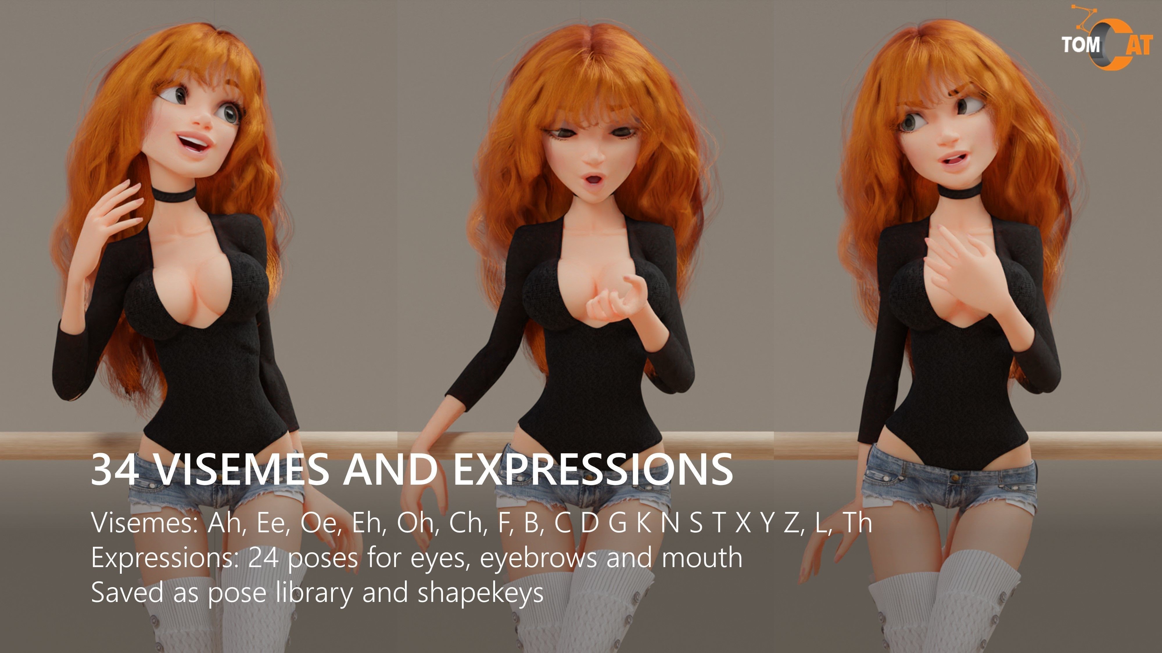 Imogen Rigged Female Dancer for Blender and Unity Low-poly 3D model_6
