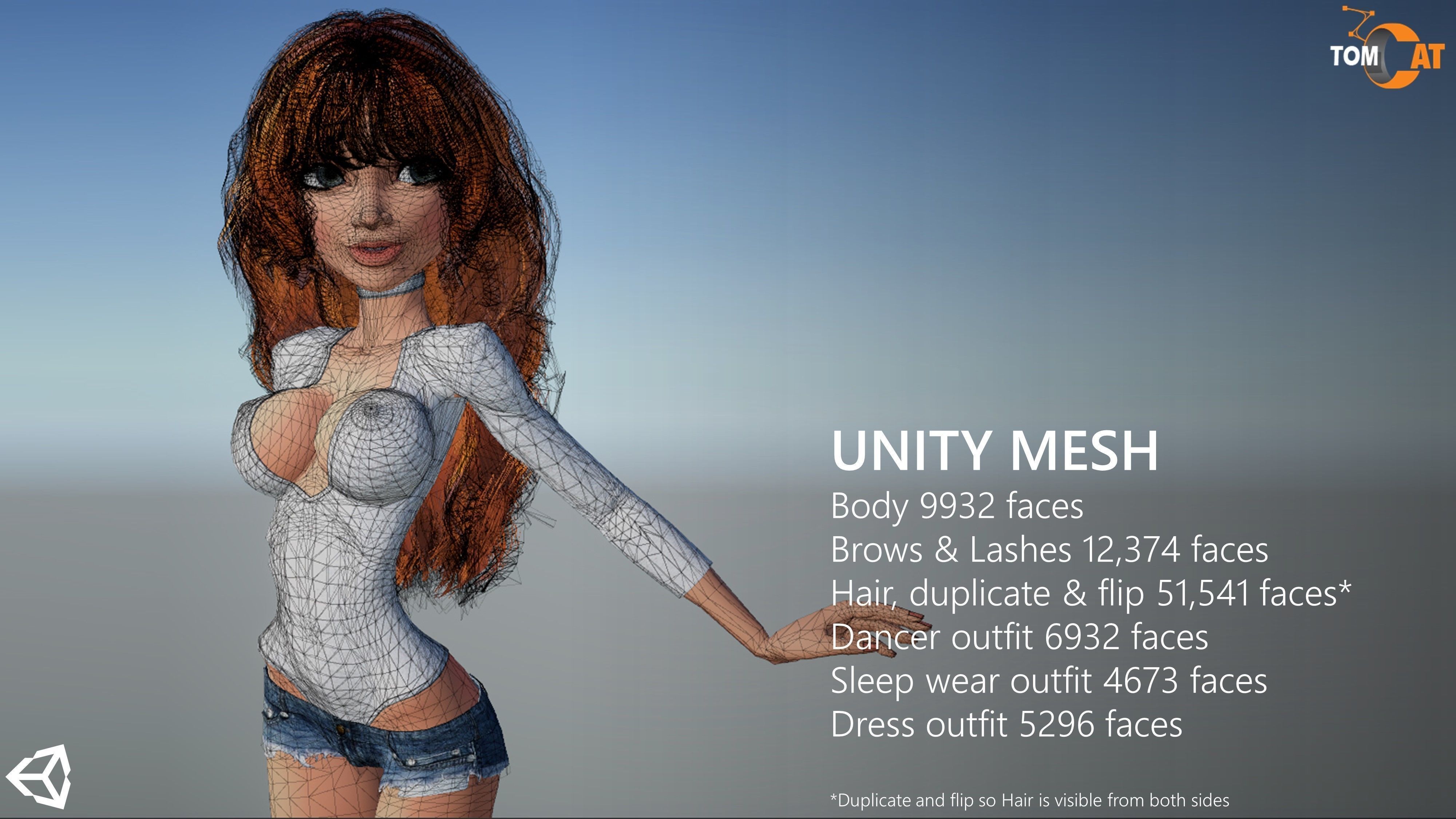 Imogen Rigged Female Dancer for Blender and Unity Low-poly 3D model_17