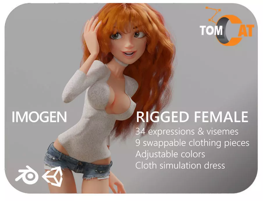 Imogen Rigged Female Dancer for Blender and Unity Low-poly 3D model_0