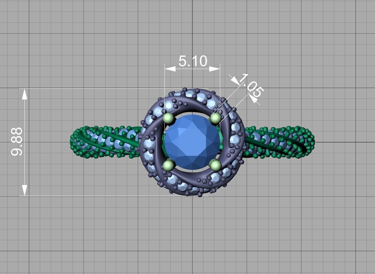 Twisted Engagement Ring with Half Carat Stone 3dmodel 3D print model_23