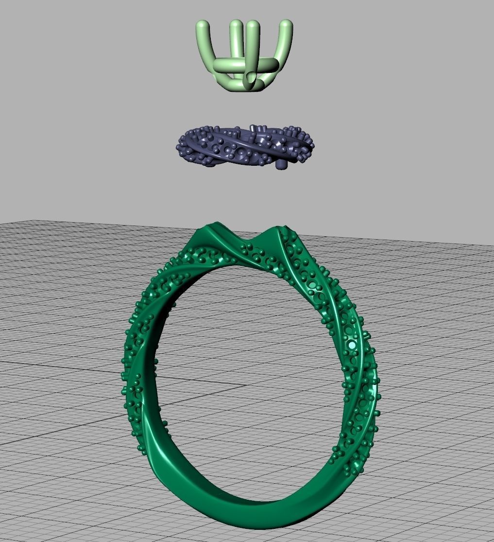 Twisted Engagement Ring with Half Carat Stone 3dmodel 3D print model_29