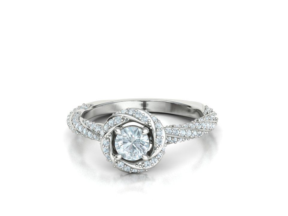 Twisted Engagement Ring with Half Carat Stone 3dmodel 3D print model_16