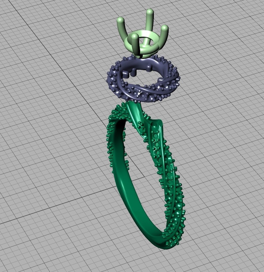 Twisted Engagement Ring with Half Carat Stone 3dmodel 3D print model_18