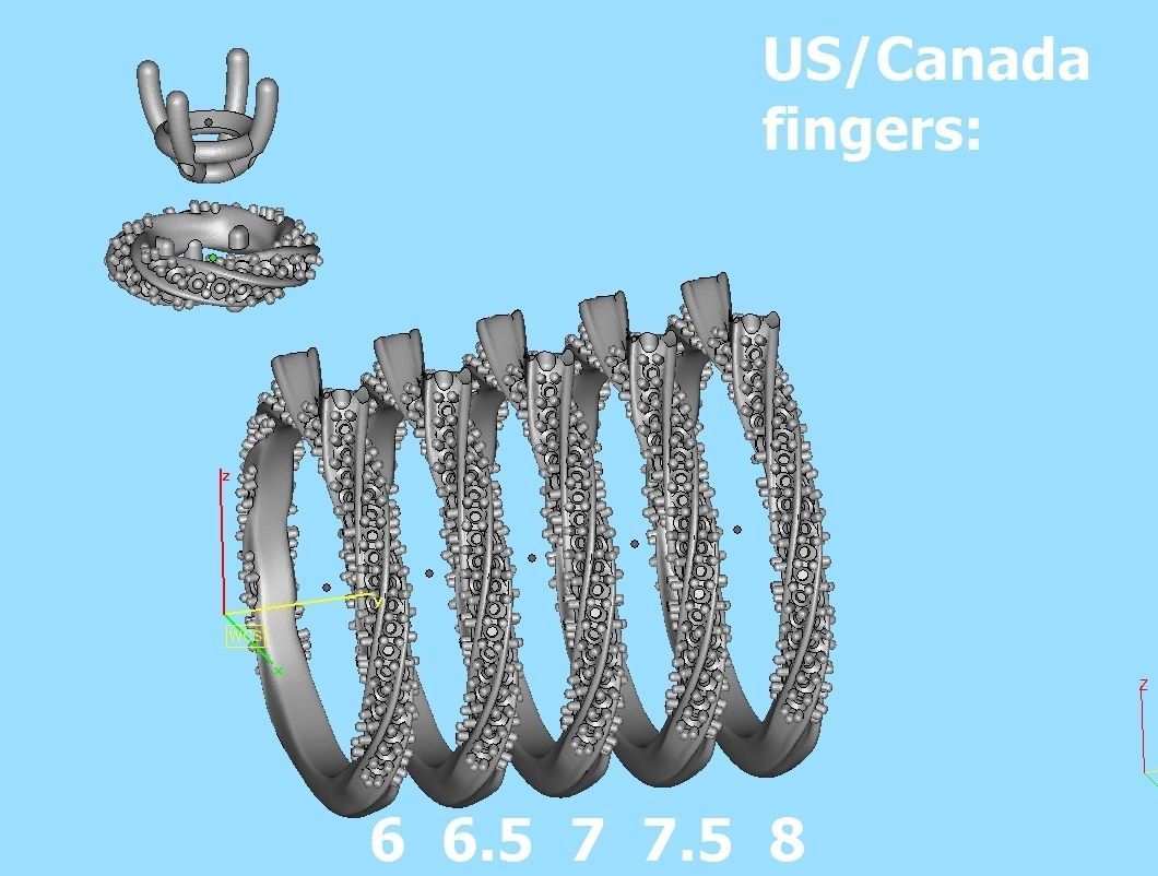 Twisted Engagement Ring with Half Carat Stone 3dmodel 3D print model_20